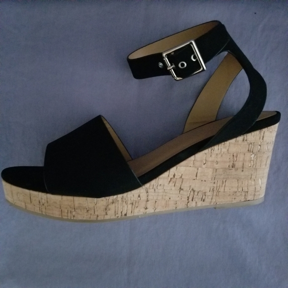 Cityclassified Cork Wedge Faux Suede Sandals - Picture 7 of 8